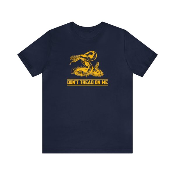 The Gadsden flag, the most popular symbol of the American Revolution, remains popular today as a symbol of defending liberty.  Our design features the phrase "Don't Tread On Me" and an intense rattlesnake ready to strike against modern day tyrants! Historical, 1776, T-Shirt, Tshirt, Tee, Shirt, Clothing, Clothes, Apparel